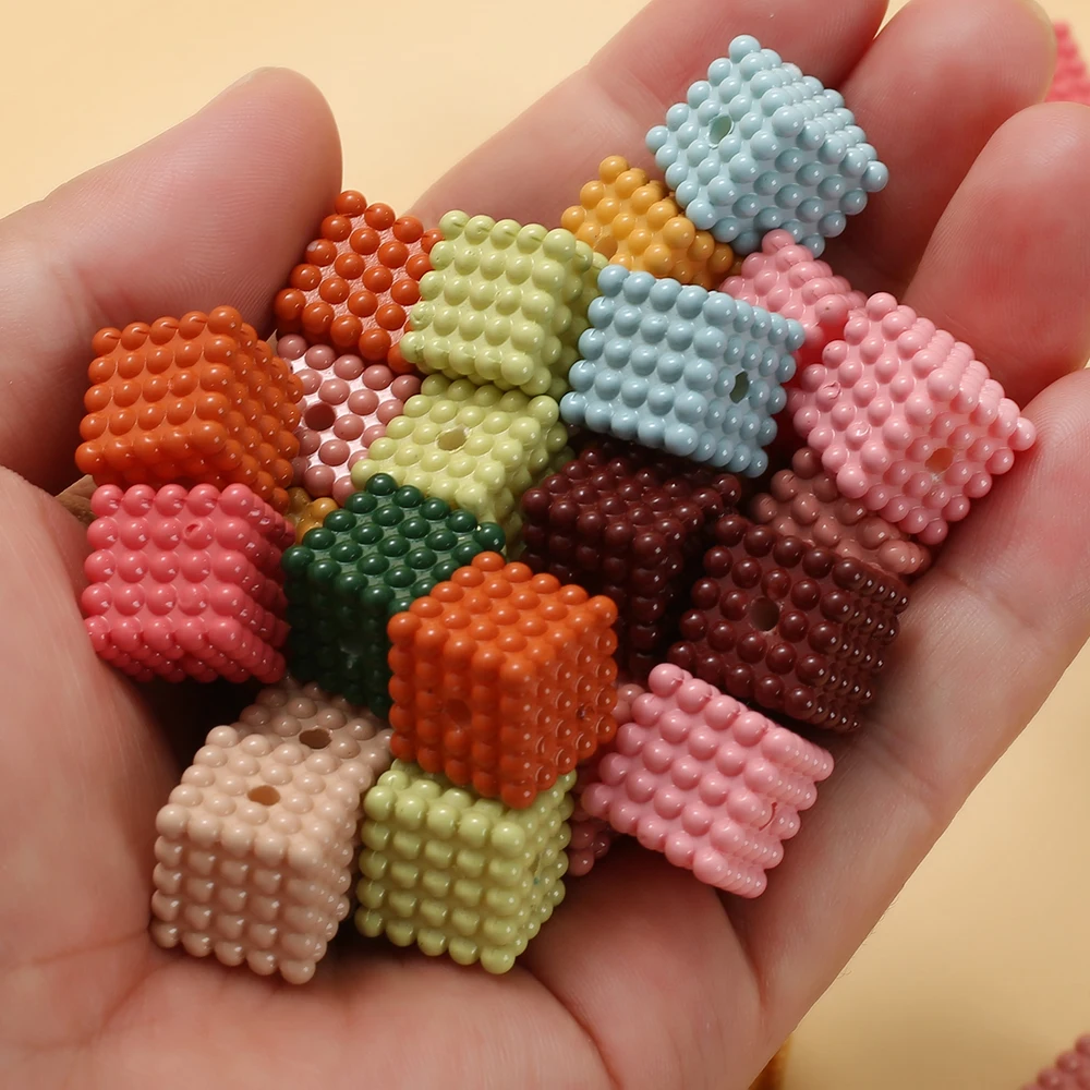 

10Pcs 13mm Colorful Acrylic Square Beads Handmade Loose Spacer Beads For DIY Earring Bracelet Necklace Accessory Jewelry Making
