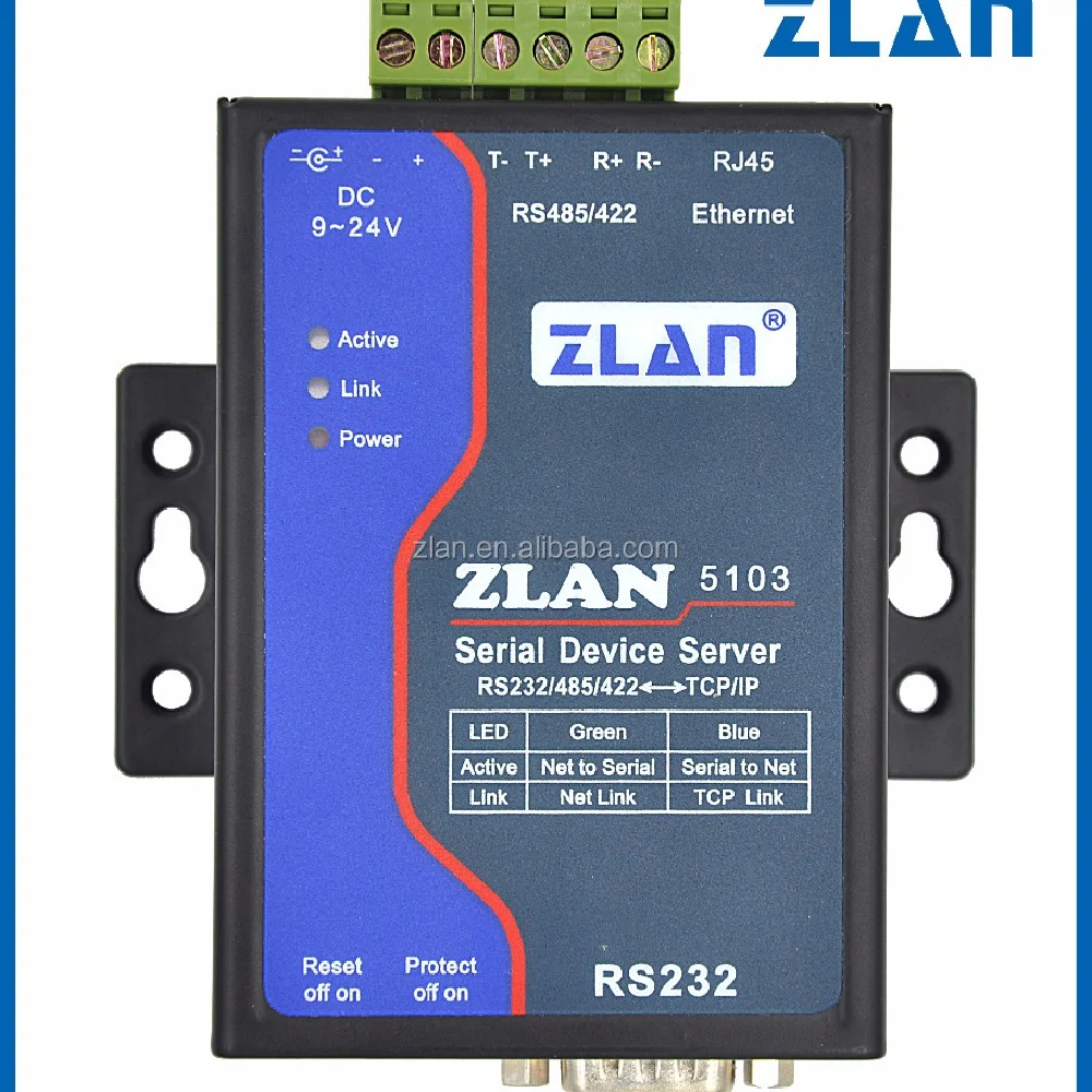 Сервер Zlan 5103 Rs232 Rs485 Rs422 к Ethernet Промышленные устройства связи Single To
