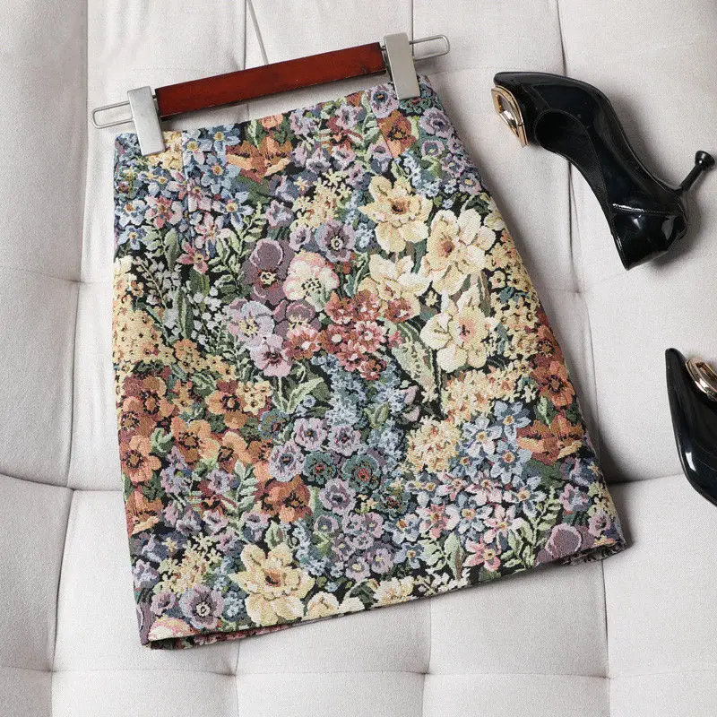 

Women 2022 Summer Fashion Retro High Waist Printed Skirts Female Short A-line Skirts Ladies High Waist Loose Skirts U141