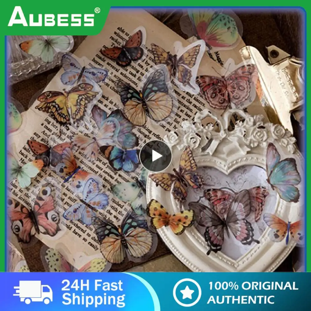 

Stickers Translucent White Dai Fandie Notebook Rich Patterns Collage Notebook Vintage Decorate Structured White Butterfly