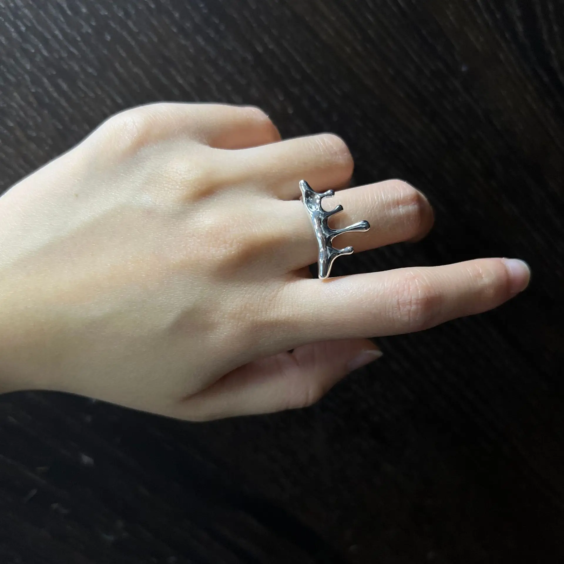 

Trendy Real 925 Sterling Silver Ring Women Finger Accessories Geometric Water Drop Rings Pure Silver Fine Jewelry For Woman