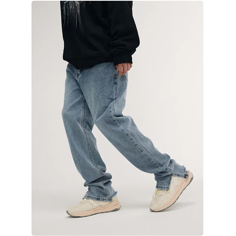 Streetwear Men 2022 Autumn and Winter New Style Baggy Straight Cylinder Jeans Trend Simplicity Casual Vintage Trousers Female
