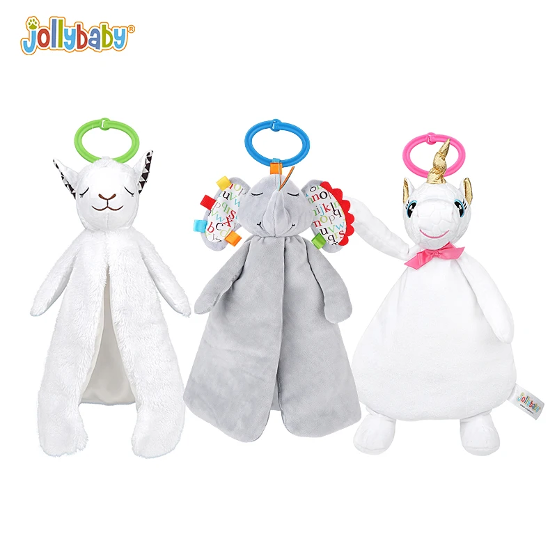 Infant Baby Appease Towel Soothe Comfort Sleeping Plush Animal Bib Taggies Security Blanket with Tags Stuffed Head 3D Cuddle Toy