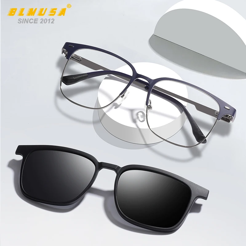 BLMUSA большие очки с магнитной клипсой для мужчин поляризационные солнцезащитные