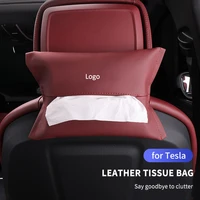 for tesla model 3 y s car tissue box hidden behind screen napkin paper holder interior storage bag car accessories