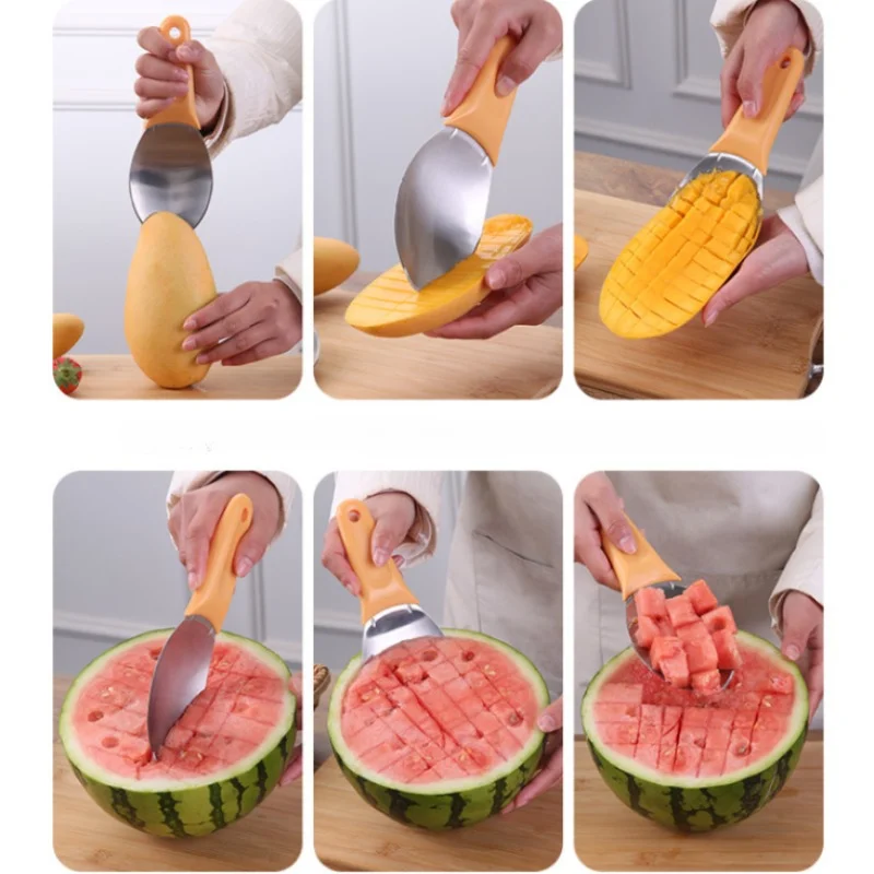 

Multifunctional Fruits Peeling Spoon Mango Meat Separator Cutter Kitchen Gadgets Fruits Watermelon Cutting Digging Scoo