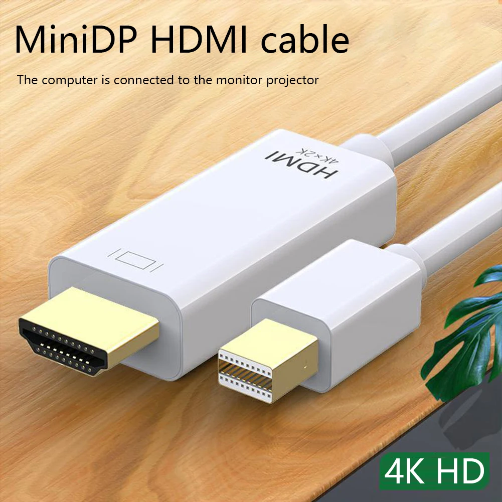

MiniDp To HDMI-compatible PC HD Conversion Cable 1.8m 1080p 4K Easy To Set Up Mini Display Port Certified Lead Free