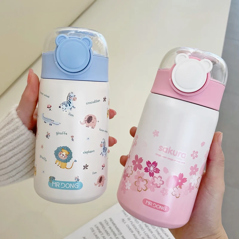 

Kawaii Cherry Water Bottle For Kids Girl Stainless Steel Insulated Portable School Thermos Bottle With Straw For Tea Coffee Milk