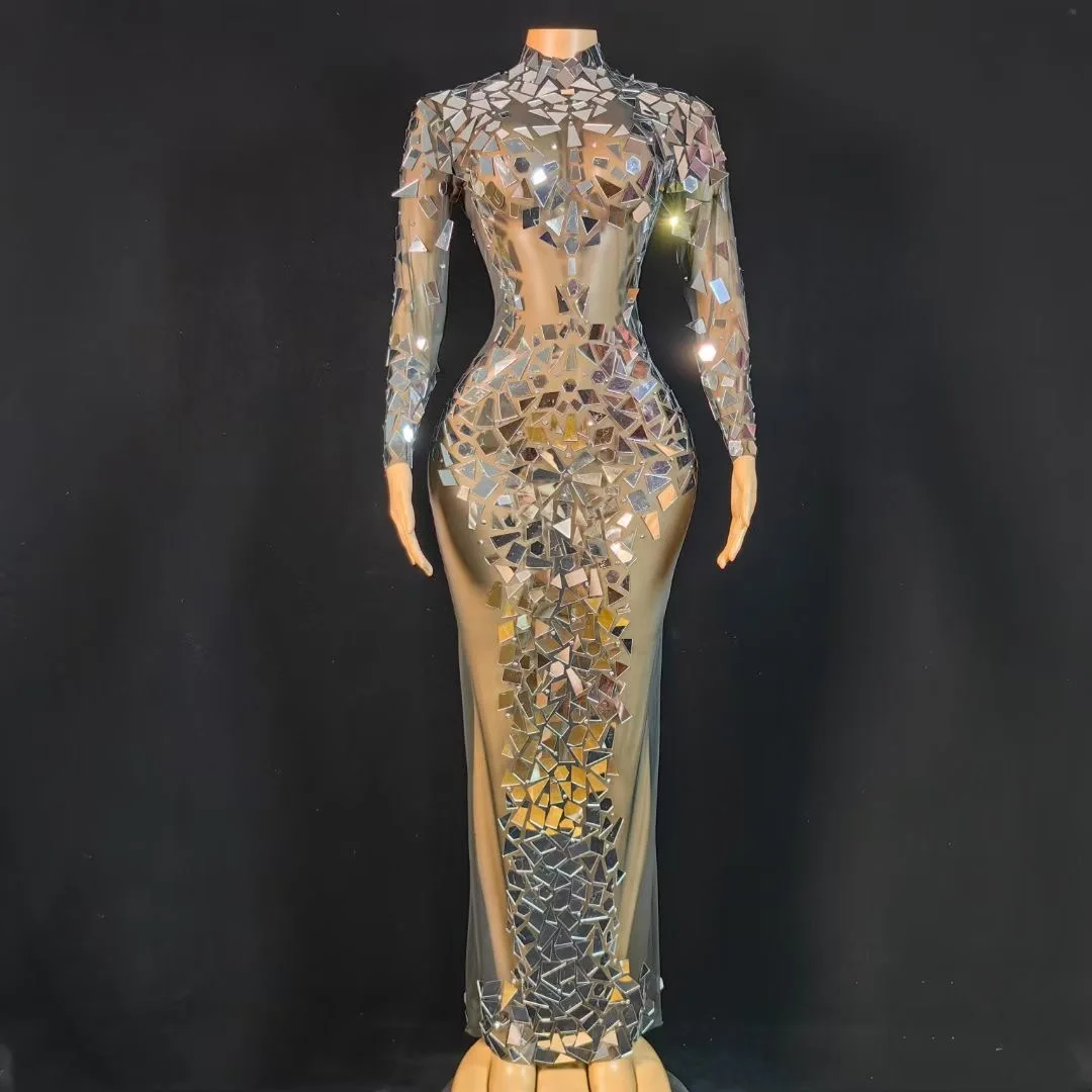 Длинное прозрачное Сетчатое платье знаменитости 2024 Бар ночной клуб день