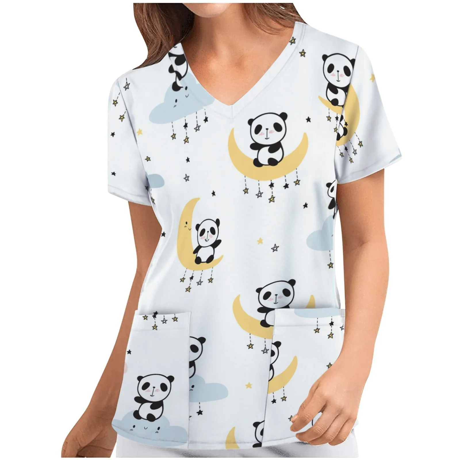 KANCOOLD Защитная одежда унисекс хлопковая блузка с животным принтом для медсестер и