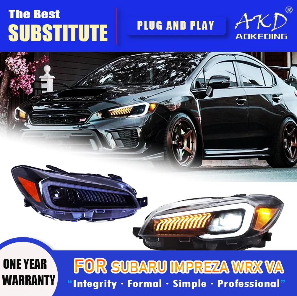 Фара AKD для Subaru Impreza светодиодная фара 2015-2020 фары WRX STI DRL указатель поворота
