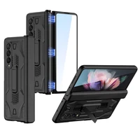 magnetic fold pen holder hinge case for samsung galaxy z fold 3 5g w22 f926 case with bracket stand cover glass film fold3 case