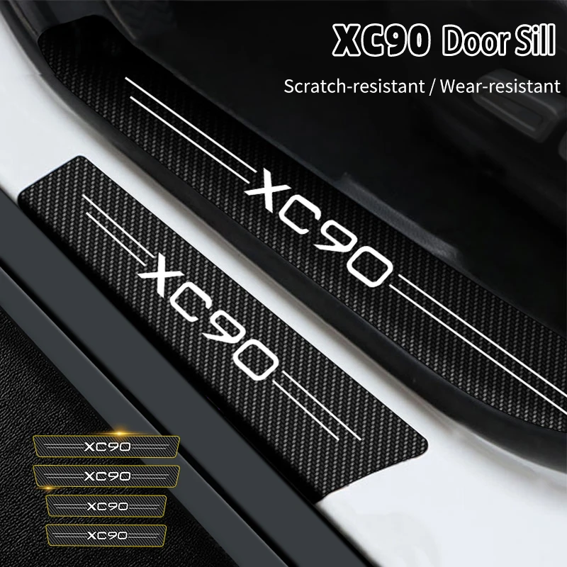 

4Pcs Car Door Threshold Scuff Plate Carbon Fiber Sill Protector Stickers For Volvo XC90 2008-2022 Auto Door Entry Pedal Guards