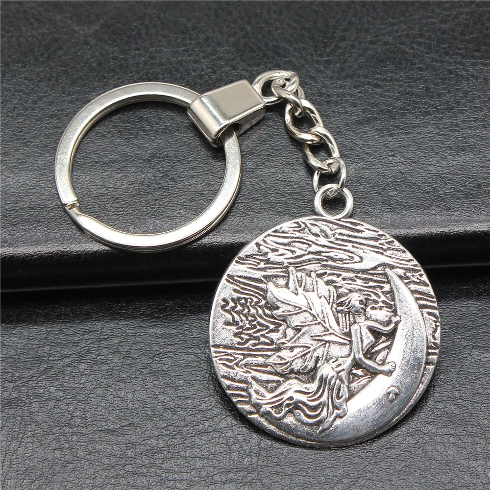 Металлический держатель для брелока в виде Луны и ангела, 42x36 мм