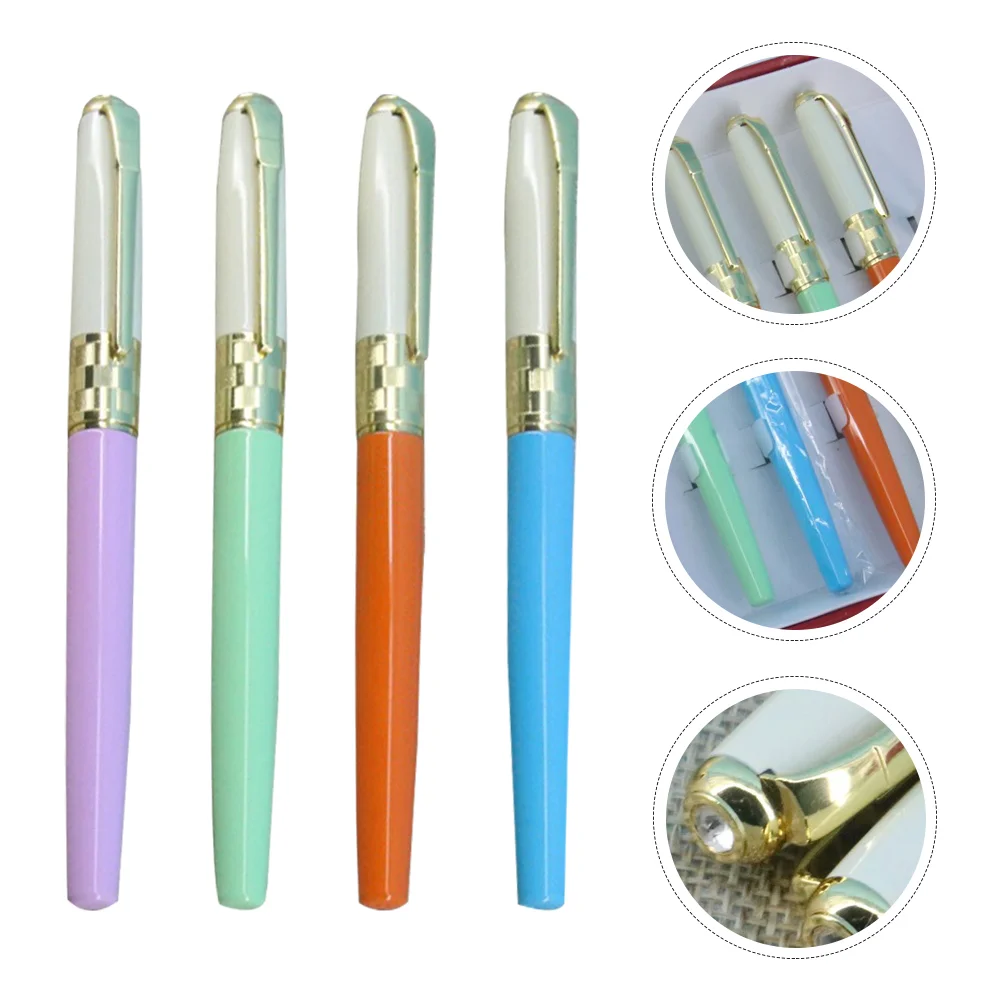 

4 Pcs Students Calligraphy Practicing Pens Portable Fountain Pens Metal Sign Pen