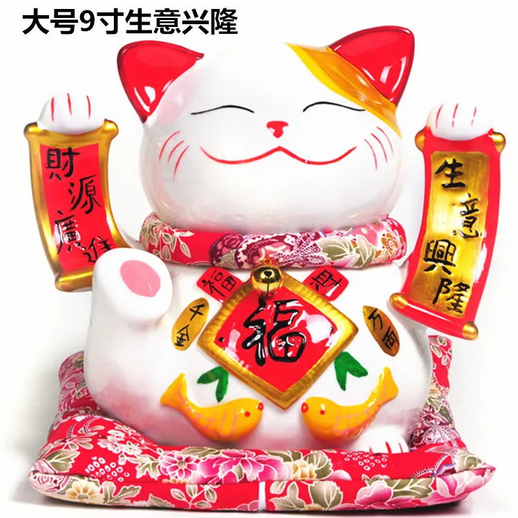 9 inch large cat ornaments save piggy gift shop opened Business Flourishes felicitous wish of making moneyroom Art Statue