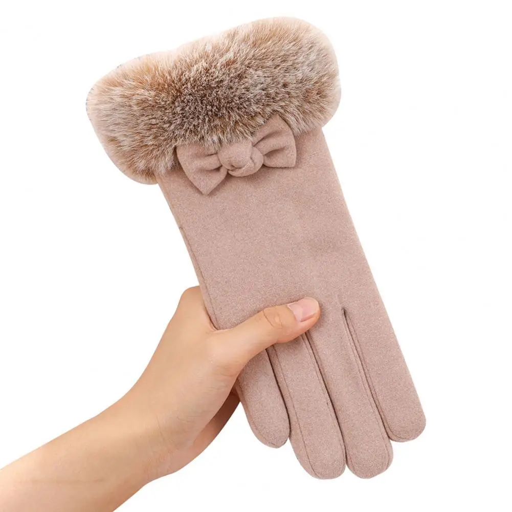 

1 Pair Trendy Comfortable Solid Color Winter Keep Warm Touch Screen Cycling Gloves Daily Wear Women Gloves Winter Gloves
