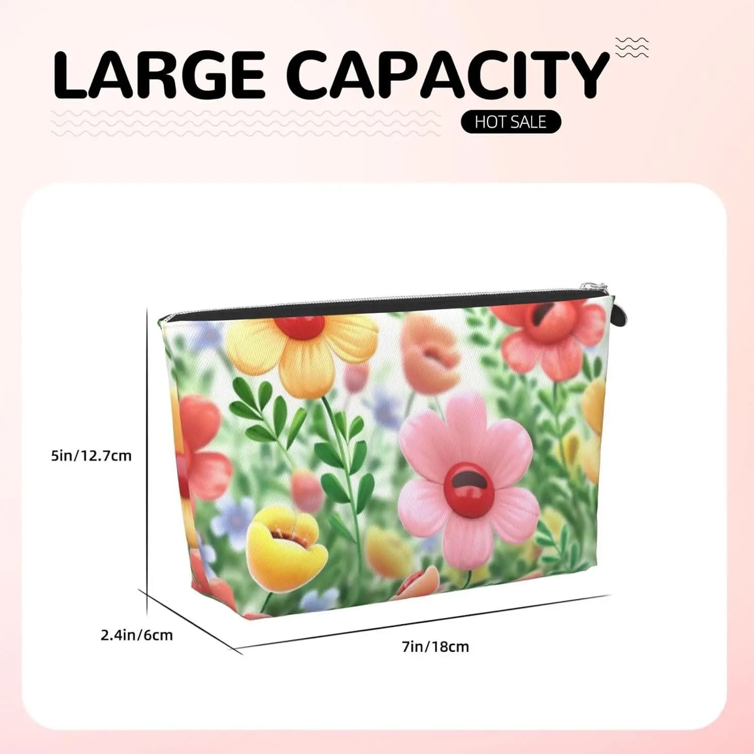 Кожаная дорожная косметичка с цветочным принтом Happy