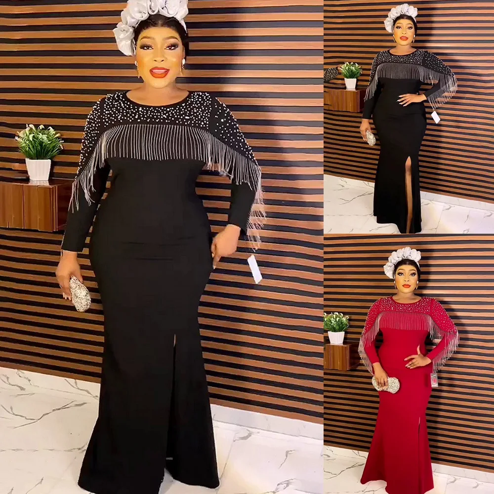 

Африканские женские элегантные вечерние платья, Дубай, Турция, роскошные Дашики с блестками, кисточками, макси халат, Анкара, вечерняя одежда, женское платье