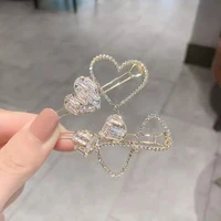 2022new crystal zircon heart geometric hairpin womens simple personality side clip fashion ins net red broken hair hair clip