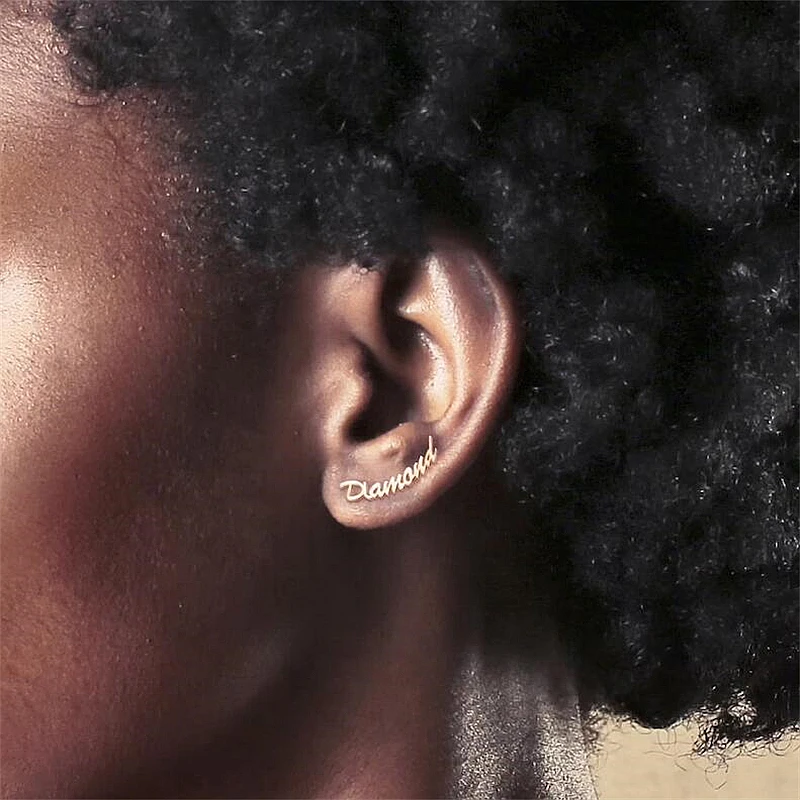 

1 Pair Custom Name Earrings For Women Personalized Stainless Steel Initial Letter Nameplate Stud Earring Party Girl Jewelry Gift