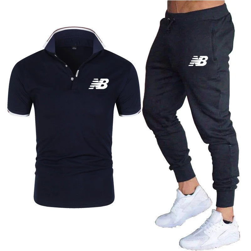 

2022 Summer New Sportswear Men's Suits Casual Sports Suits Short-Sleeved Polo + Trousers Suits Men's Fashion 2-Piece Sportswear