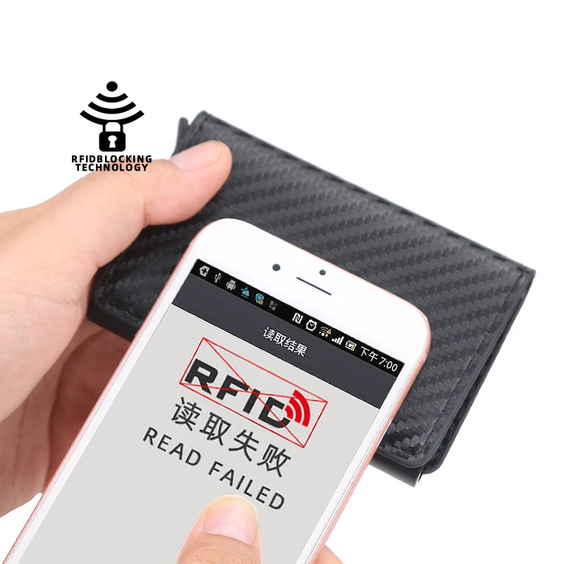 Men's Anti-theft Card Swiping Bag RFID Short Automatic Small Wallets Bank Business Clips Money Slots Female Plaid Card Holders