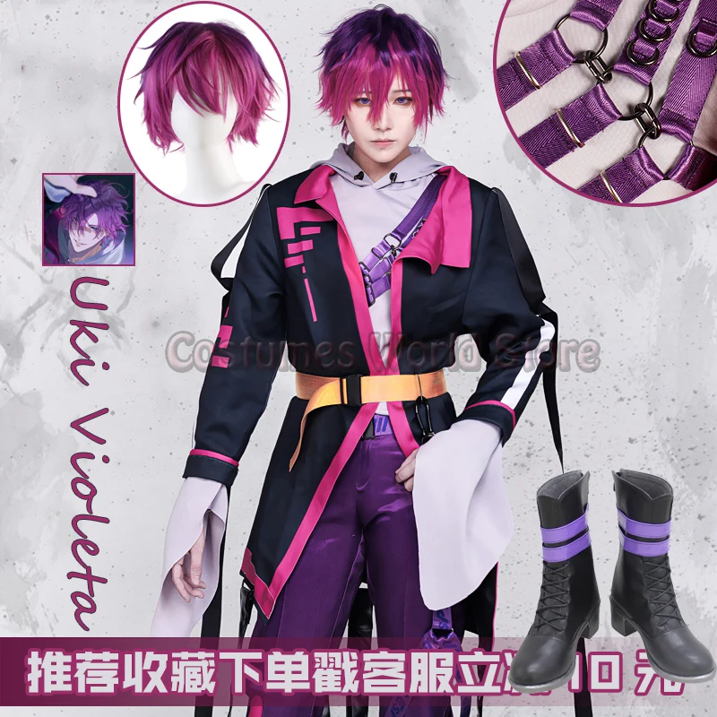 

Uki Violeta Cosplay Costume Anime Dresses Christmas Halloween Vtuber Uki Violeta Cosplay Wig NOCTYX Short Gradient Purple Hairs