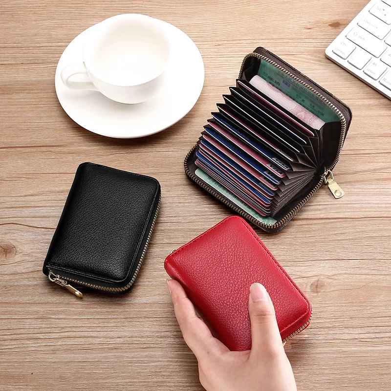 Large Capacity Compact Card Clip Wallet Anti-degaussing Card Clip Men's and Women's Zipper Multi-card Clip