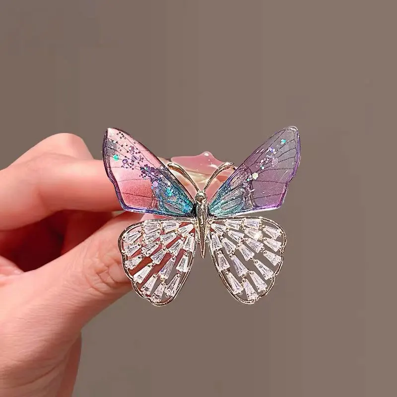 

Fashion Zircon Gradient Butterfly Wings Brooch for Women Female Korean Coat Suit Lapel Pin Anti-lighting Corsage Scarf Buckle