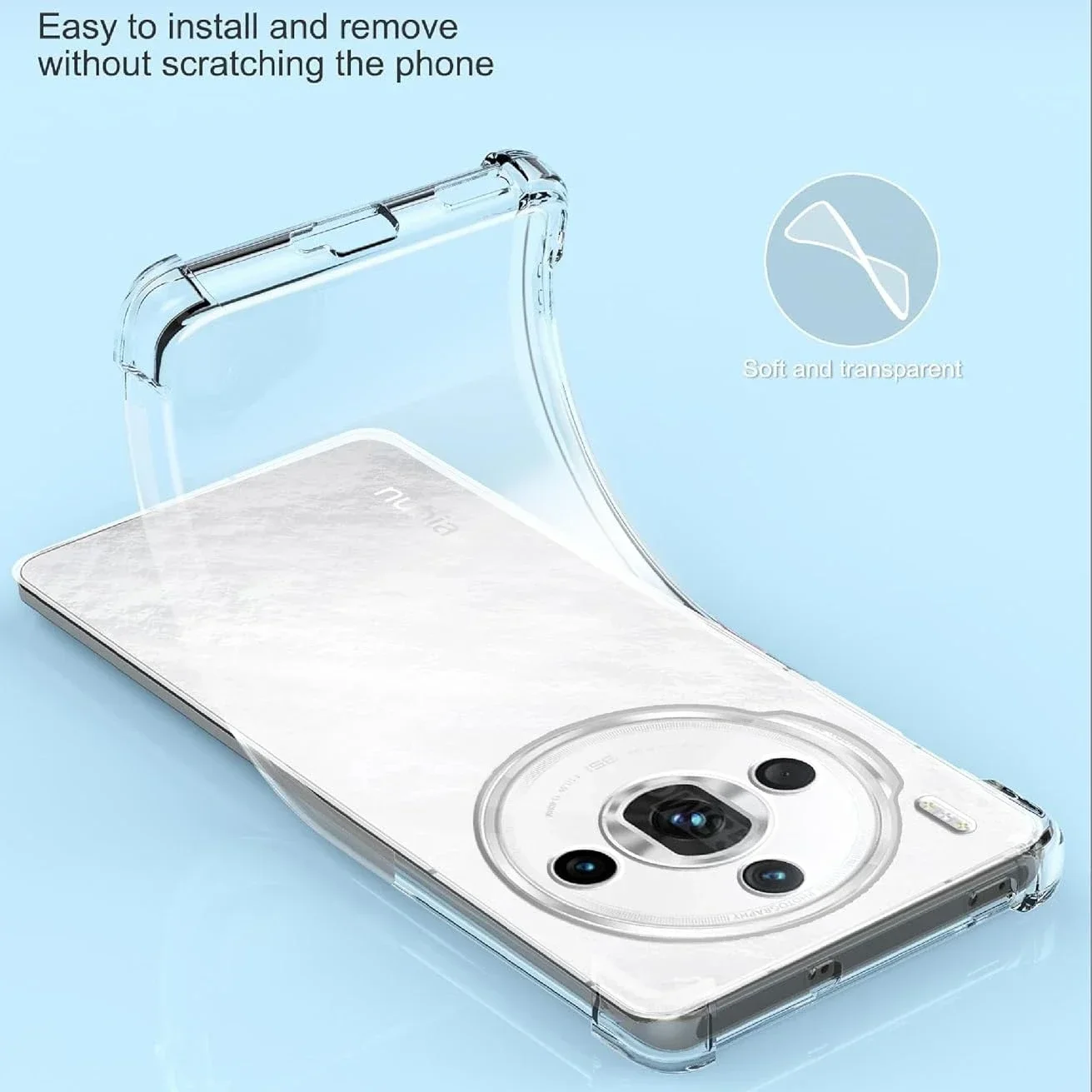 Противоударный прозрачный чехол из ТПУ с четырьмя углами для ZTE Nubia Z60S Pro защитный