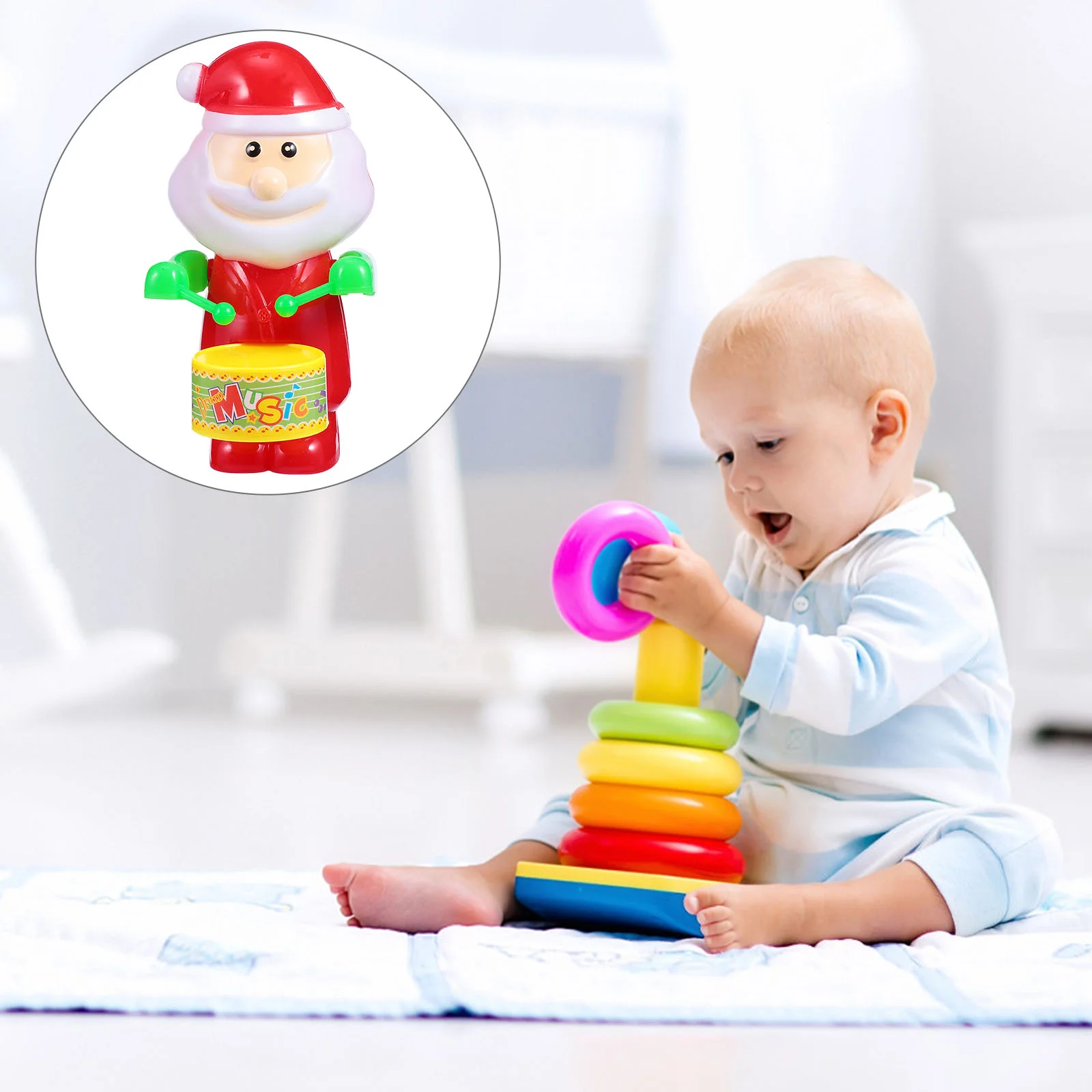 

3pcs Santa Claus Toys Wind Toys Santa Playthings Lovely Drumming Santa Toys