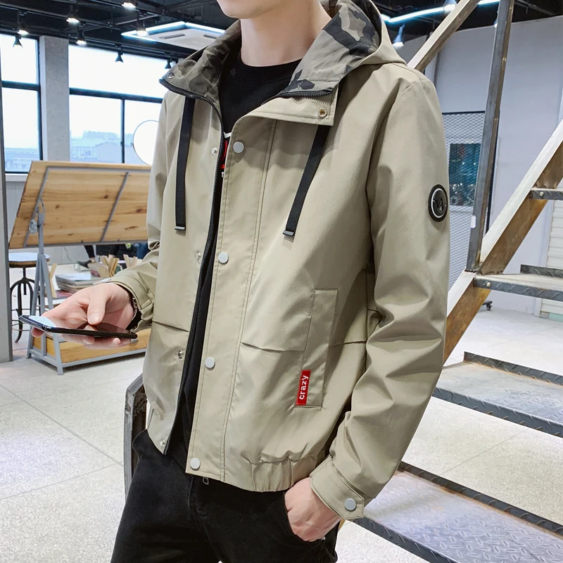 

High-end fashion handsome spring new product men's jacket young hooded men's casual European and American simple men's wear