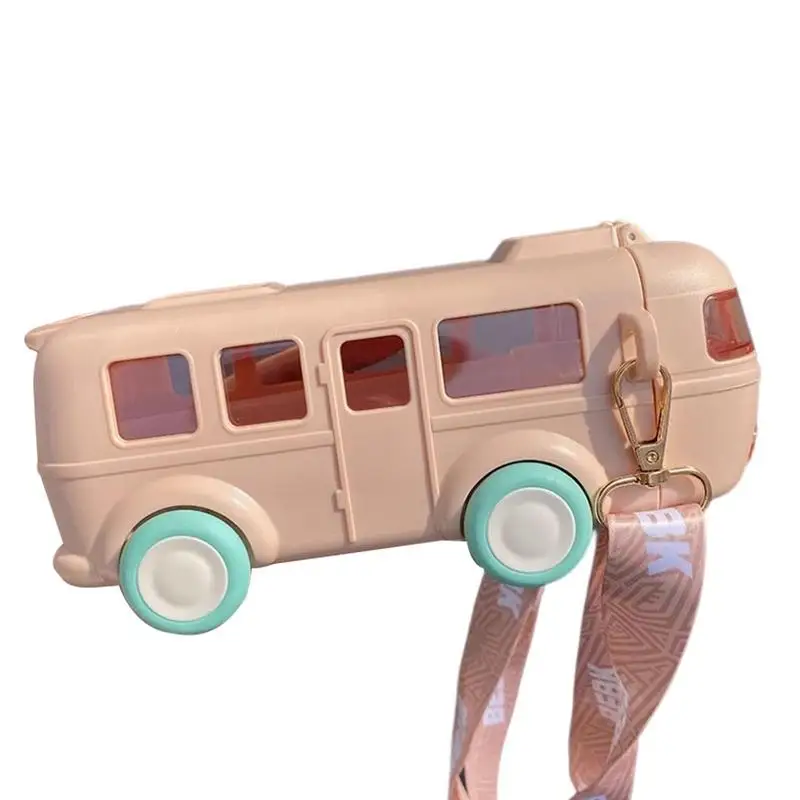 

Creative Bus Shape Water Bottle With Straw Flip-top Lid Cute Portable Water Cup Fashion Adult Children 500ml Capacity Bottle