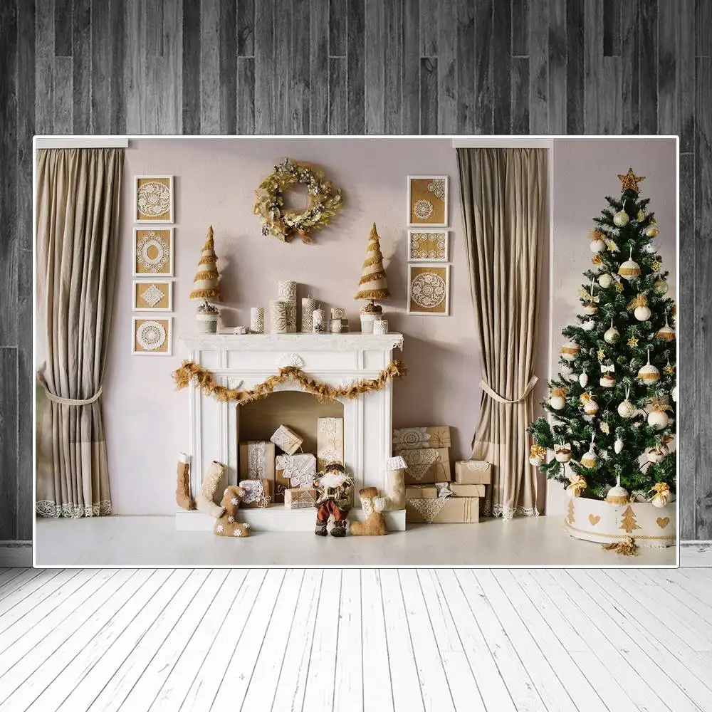 

Рождественская елка подарок камин интерьерная фотография фоны на заказ детвечерние НКА домашнее украшение фотобудка студия фоны