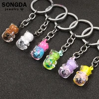 two color resin bottles bear cup ball keychain novel multicolor student backpack car%c2%a0keys%c2%a0bag%c2%a0keyring pendant key%c2%a0chain jewelry