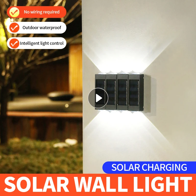 

Outdoor Solar Light Garden Decor Up And Down Glowing Wall Lamps Unlimited Stitching Waterproof Fence Stair Wall Lights 1-4 PCS