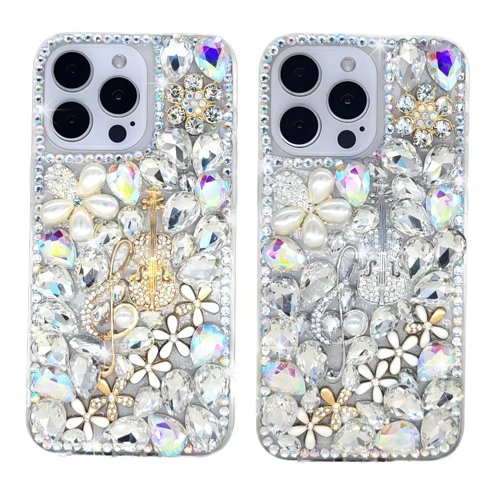 Rhinestone Case for iPhone 16 15 14 13 12 11 Pro Max Plus mini Diamond Phone Cover Sunjolly