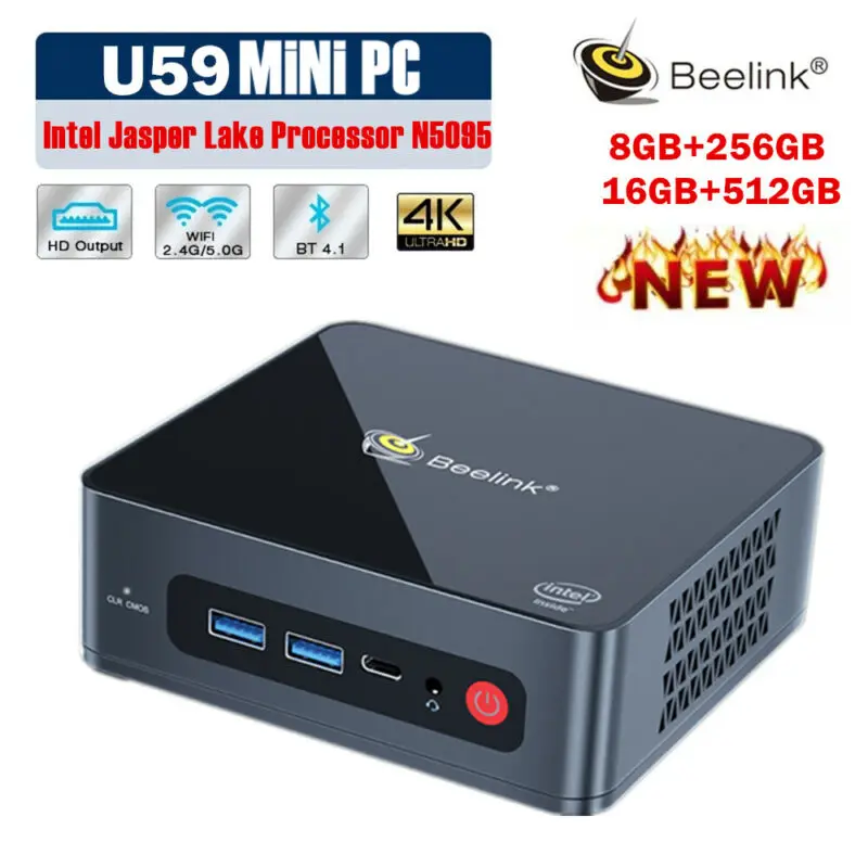

Beelink U59 Windows 10 Mini PC Intel N5095 128GB/256GB Dual WIFI Game Computer