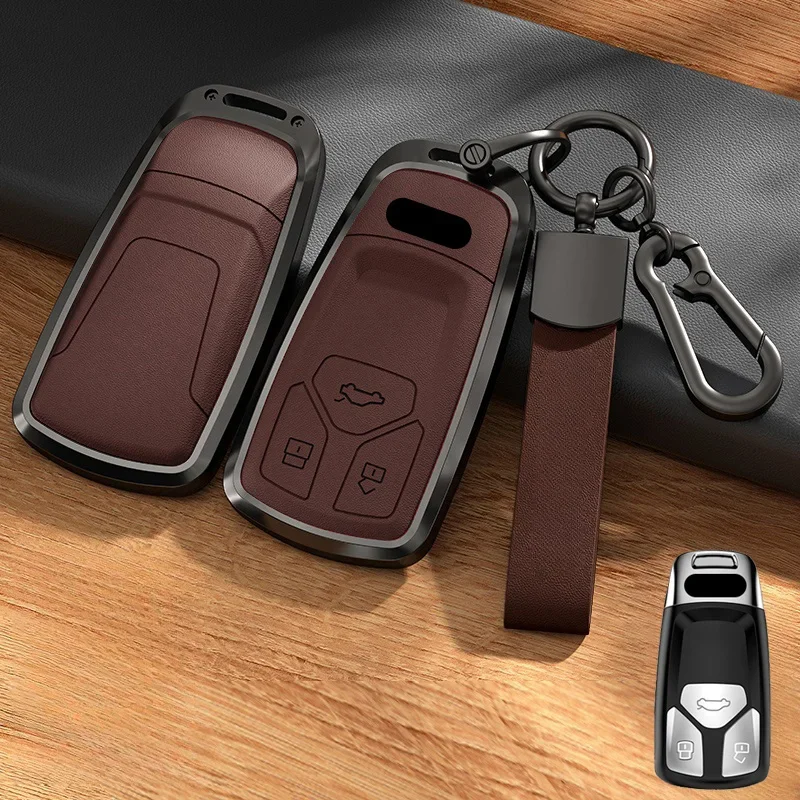 Кожаный Автомобильный Брелок для смарт-ключей из алюминиевого сплава брелок Audi A4