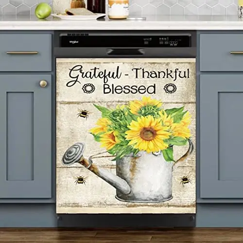 

MLGB Sunflower Dishwasher Magnet Cover, Home Kitchen Decoration, Kettle Sunflower Sticker Decorative, You are My Sunshine Refrig