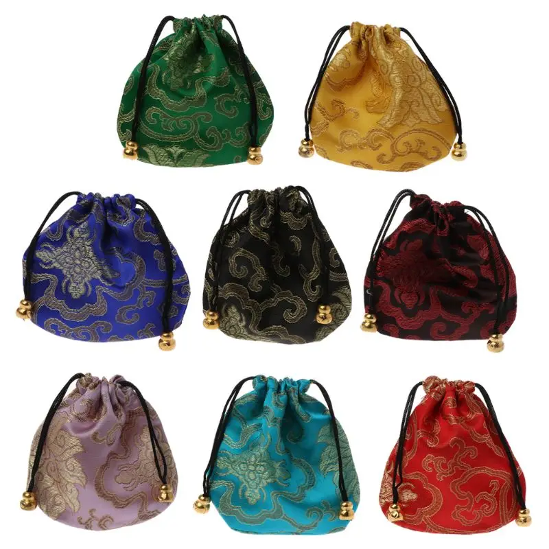 

652F Silk Gift Bag Traditional Silk Travel Chinese Embroidery Jewelry