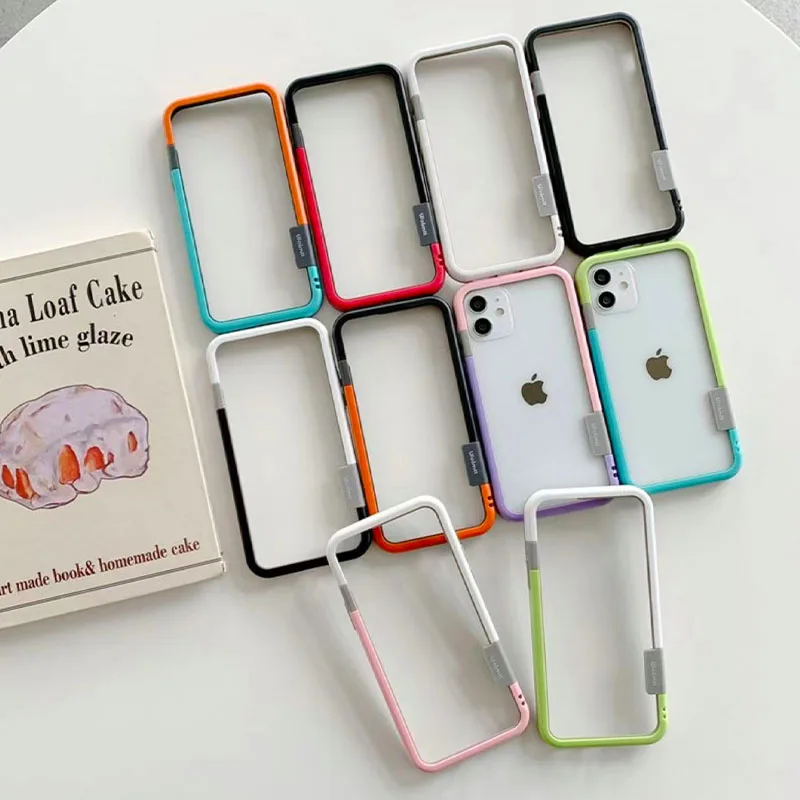 

Bumper Case For iPhone 13 12 Mini 11 Pro Max 7 8 Plus X S XS Max XR Dual Color Bumper Border Soft tpu + PC Case Cover Skin