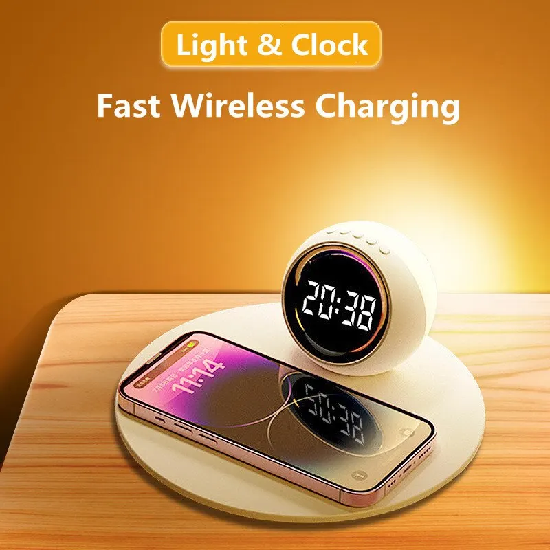Led Desk Lamp Night Light 15w Phone Fast Charging Station Dock For Iphone Samsung Xiaomi
