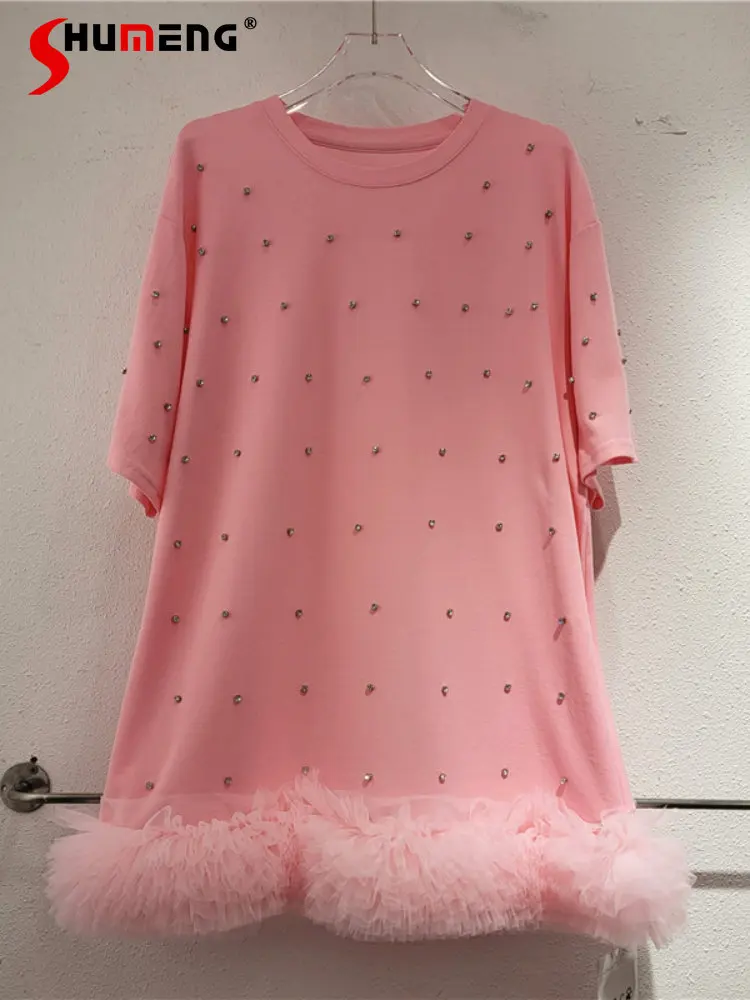 

Женское платье-футболка свободного покроя, с круглым вырезом