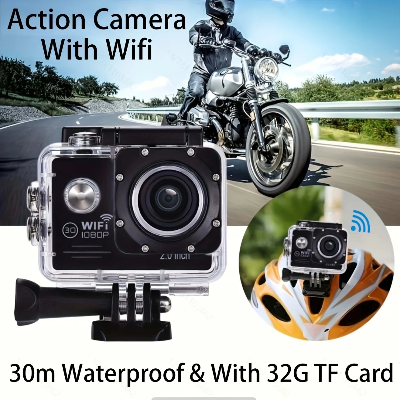 

Wifi HD 1080P Action Camera 1181.1inchWaterproof Underwater Camera 140 Degree Portable Waterproof Action Camera 2-inch Display