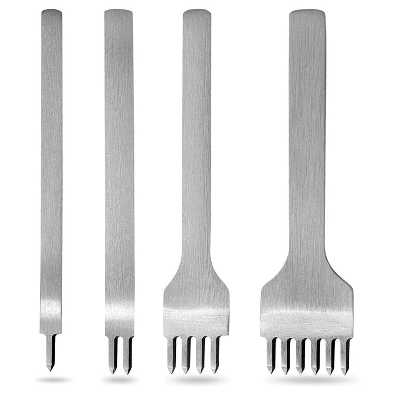 

Leathercraft Hand Tool Punch Cut Oblique Hole Leather Prick DIY Tools Chisel Set Craft Kit, 4Mm Spacing 1/2/4/6 Prong