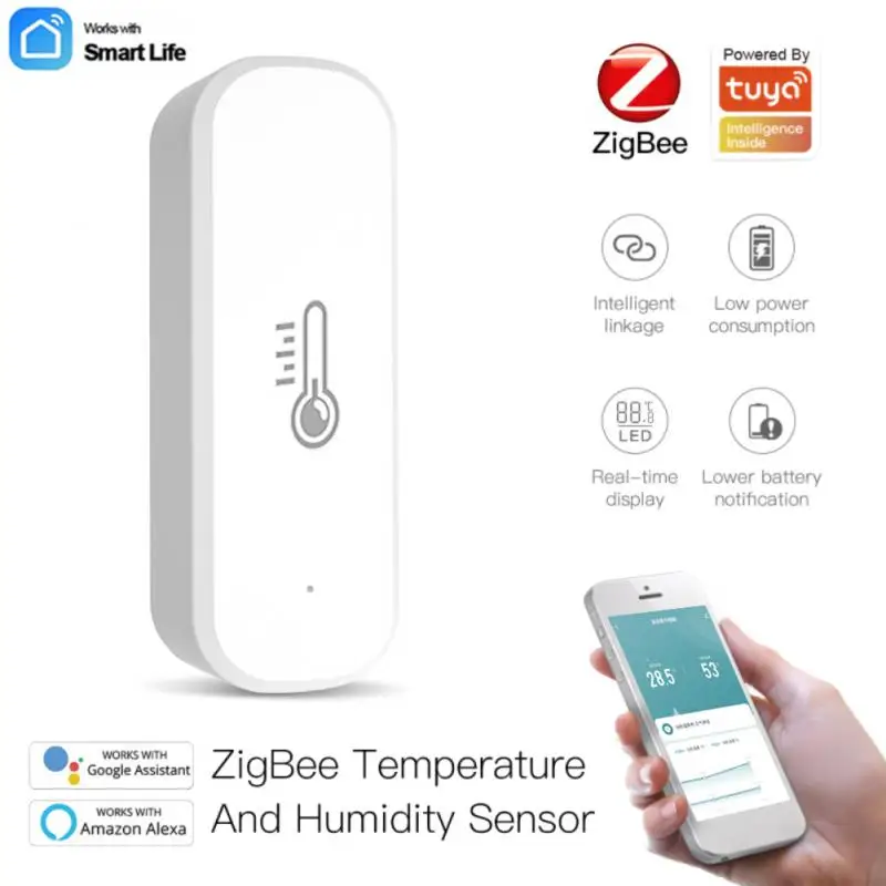 

Tuya Zigbee Temperature Sensor Smart Home Tuya Smart Life APP Real-time Monitoring Work With Alexa Google Home Gateway Required