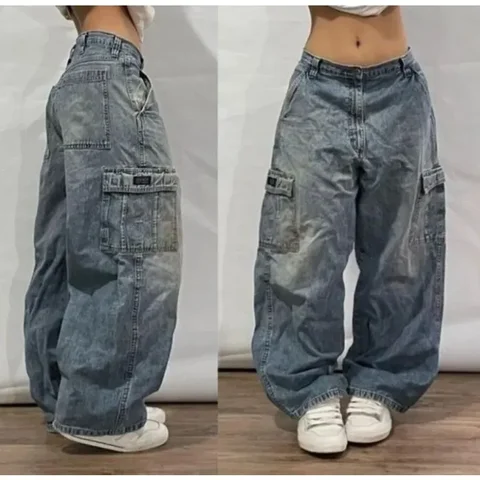 Винтажные джинсы STREETWEAR синие полиэстер