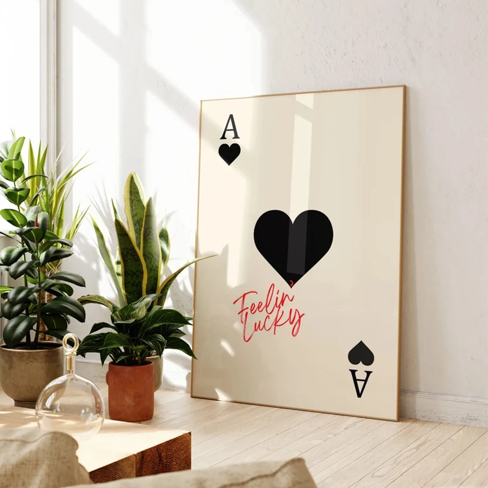 Современные модные игральные карты Ace of Hearts настенные художественные печатные